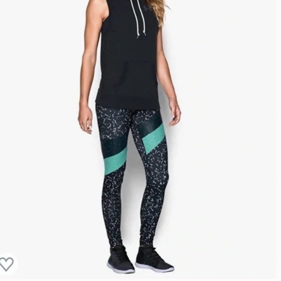 Under Armour 80’s Notebook Mirror Marble Print Stripe Athletic Leggings Sz Small - Picture 1 of 12